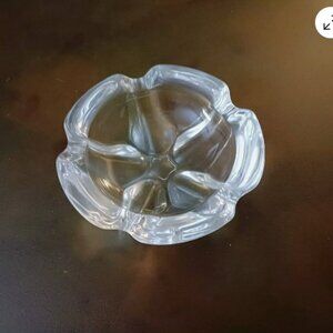 Lead Crystal Clear Glass Ashtray 4.5" Heavy Cut Round Shiny Vintage